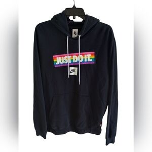 Nike Gilbert Baker Pride Hoodie Black Rainbow Be True LGBTQ Pull Over Unisex L